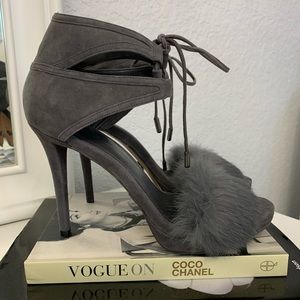 NWOT - Michael Kors Grey Faux Fur Platform Sandal